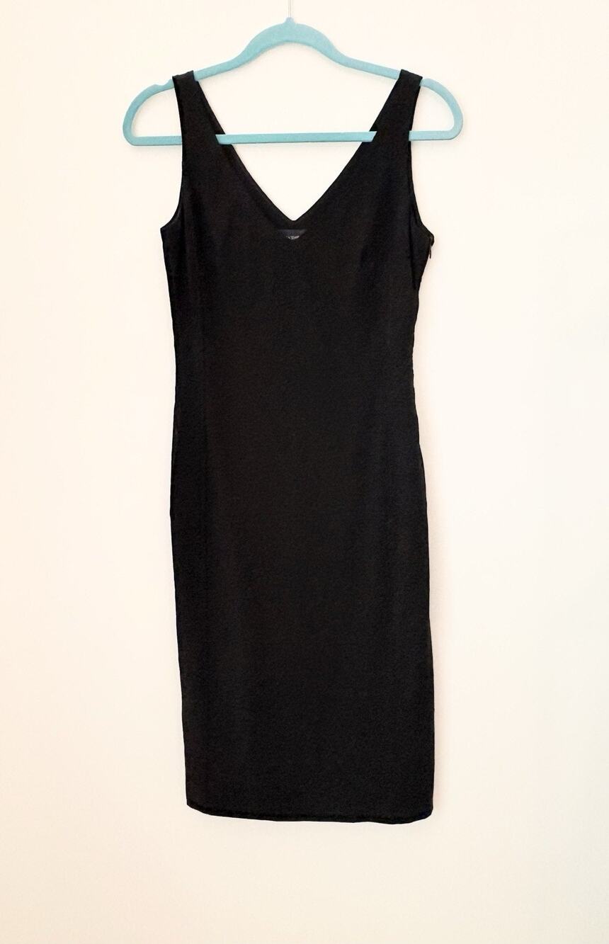 Piazza Sempione Womens Black Wool Blend Sleeveless V-Neck Pencil Dress Sz EU 40